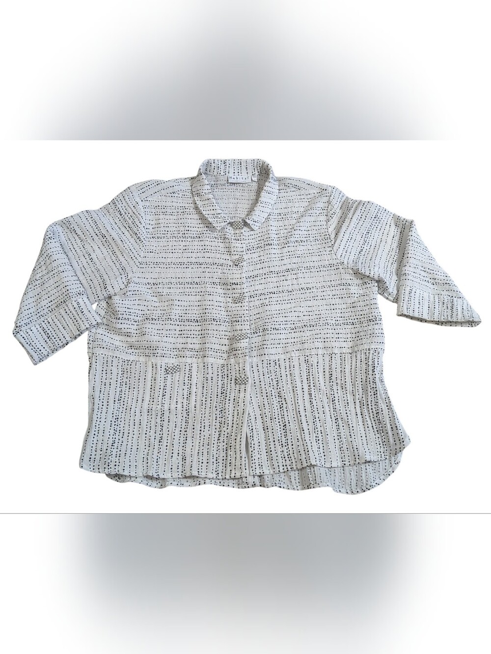 Habitat Sz Large Wearable Art to Wear Artsy white women Blouse Shirt Top Unique